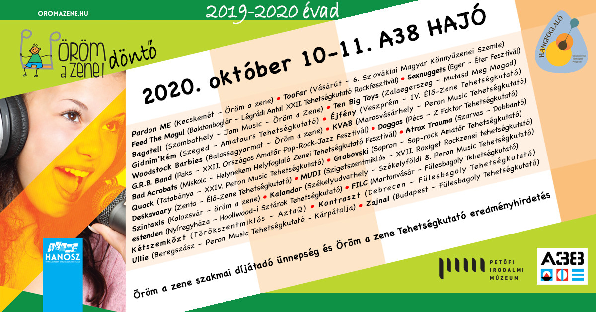 Öröm a Zene döntő és díjkiosztó lesz az A38 Hajón